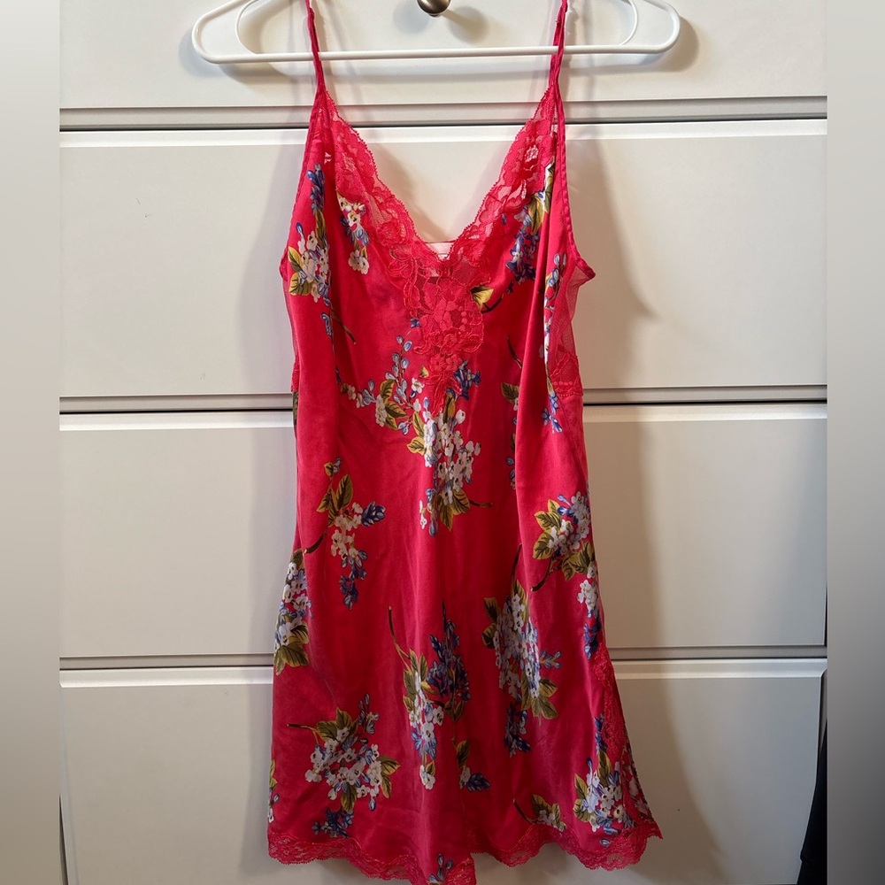 Victoria's Secret Red Floral Lace Slip Dress